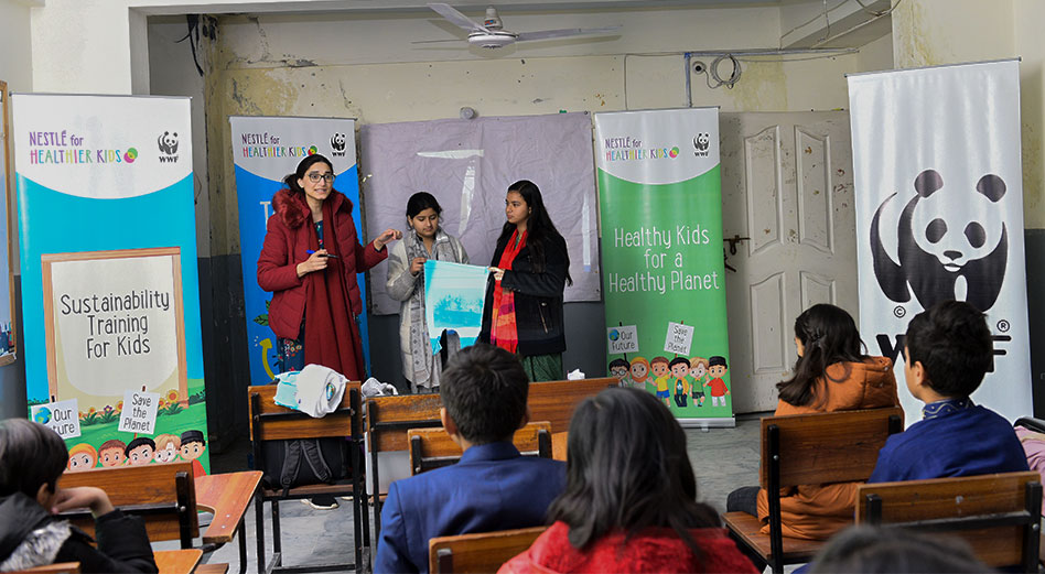 Nestlé Pakistan partnered with WWF-Pakistan to help teach the younger generation a more sustainable approach to packaging and managing waste to promote a waste-free future. The awareness sessions on tackling waste, held under Nestlé for Healthier Kids (N4HK) program, were launched at Silver Oaks School and aim to help teach children why waste reduction matters and to inculcate responsible habits at an early age.